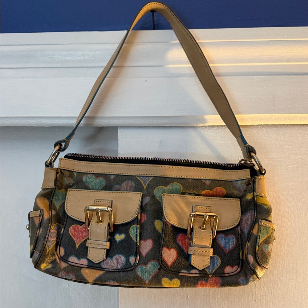 💖 Dooney & Bourke Hearts Print Baguette Shoulder Bag